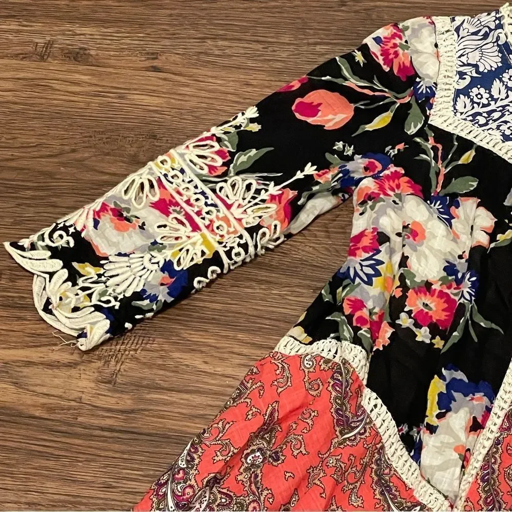 Anthropologie Inez Swing Dress by Vanessa Virginia Patchwork Multicolor Size 2